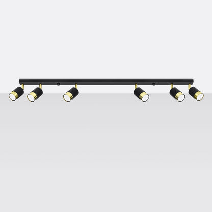 NERO Ceiling Lamp 6 Black/Golden - Modern Loft Design - Adjustable Arms - Compatible with GU10 Bulbs - High-Quality Steel - Stylish and Functional