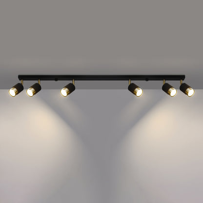 NERO Ceiling Lamp 6 Black/Golden - Modern Loft Design - Adjustable Arms - Compatible with GU10 Bulbs - High-Quality Steel - Stylish and Functional