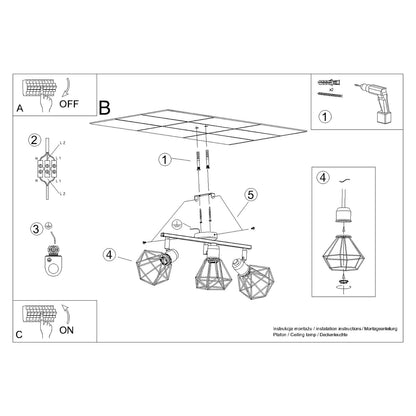 Ceiling Lamp Artemis 3 White - Modern Loft-Style - Adjustable Light Angle - Replaceable Bulbs - Durable Powder-Coated Steel - Versatile 3-Point Lighting