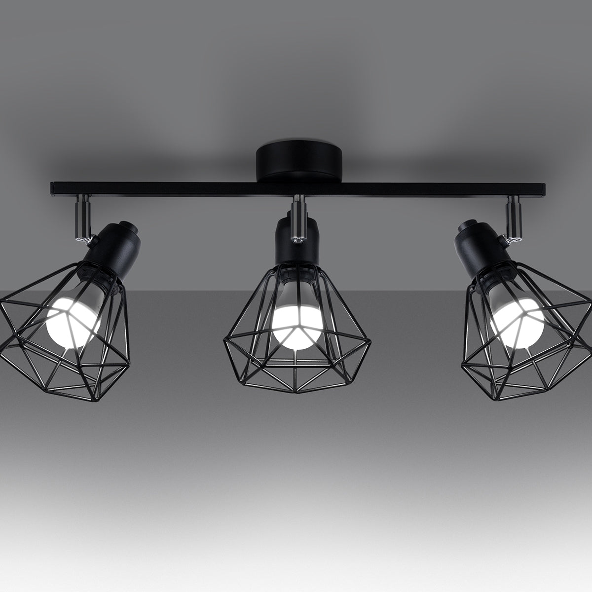 Ceiling Lamp Artemis 3 Black - Modern Loft-Style - Adjustable Light Angle - Replaceable Bulbs - Durable Powder-Coated Steel - Versatile 3-Point Lighting