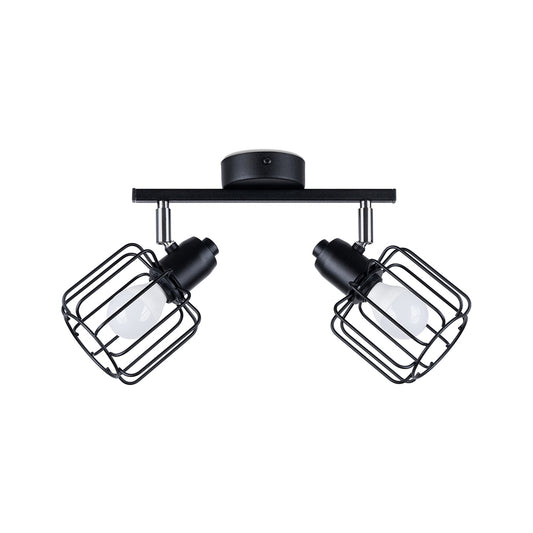 Ceiling Lamp Beluci 2 Black - Loft Style - Adjustable Light Angle - Durable Steel Build - Minimalist Industrial Design - Interchangeable E27 Bulbs