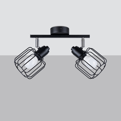 Ceiling Lamp Beluci 2 Black - Loft Style - Adjustable Light Angle - Durable Steel Build - Minimalist Industrial Design - Interchangeable E27 Bulbs