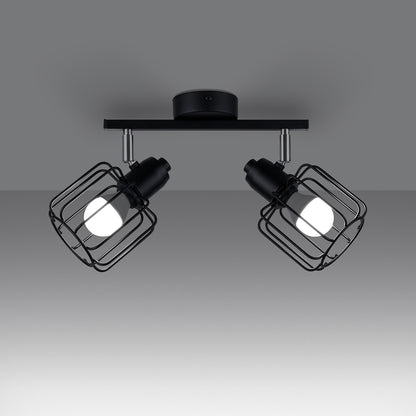 Ceiling Lamp Beluci 2 Black - Loft Style - Adjustable Light Angle - Durable Steel Build - Minimalist Industrial Design - Interchangeable E27 Bulbs