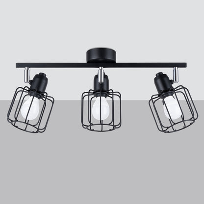 Ceiling Lamp Beluci 3 Black - Loft Style - Adjustable Light Angle - Durable Steel Build - Industrial Minimalist Design - Interchangeable E27 Bulbs