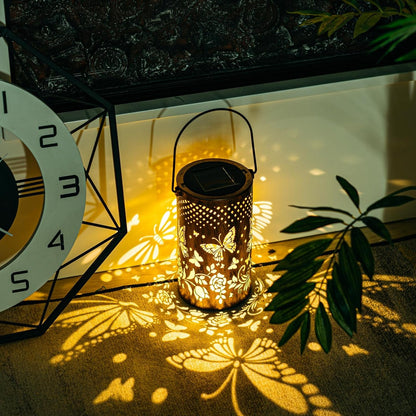 Solar Pattern Lantern - Solar Powered - Weather Resistant IP55 - Warm White Light - 8-12 Hour Battery - 30x10 cm