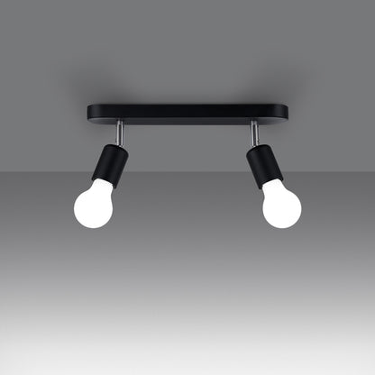 Fornes Ceiling Lamp - 2-Light Black - Adjustable Angles - Minimalist Design - Modern Metal Base - Functional Lighting - Smart Bulb Compatible