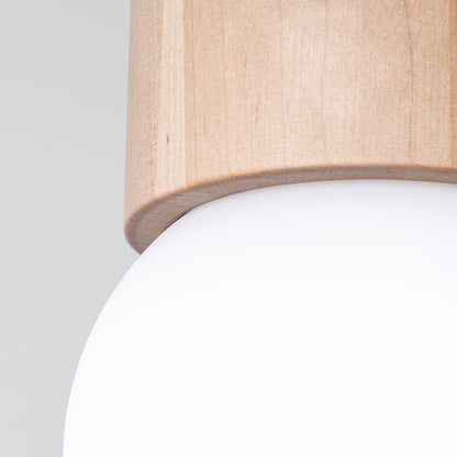 BOOMO - Ceiling Lamp - Scandinavian Minimalist Design - Natural Wood - Warm Light - Compatible with Multiple Bulb Types