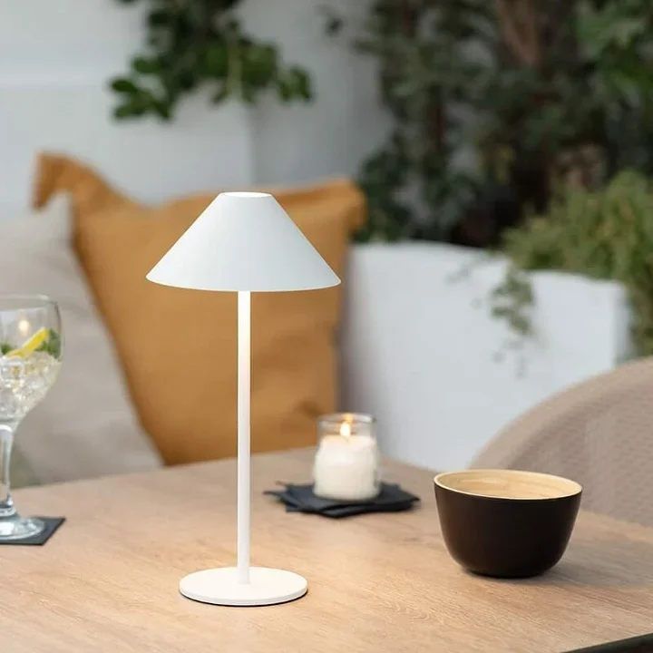 Serenity Cone Lamp - USB-C Rechargeable - Dimmable Touch Control - Waterproof - Warm White LED Light - Indoor/Outdoor - Medium/Large Sizes