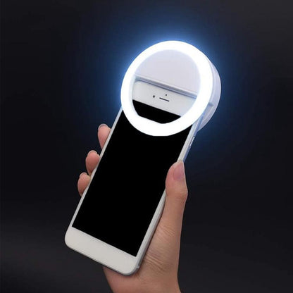 Selfie Ring Light - Portable LED Clip-On - USB Rechargeable - Adjustable Brightness