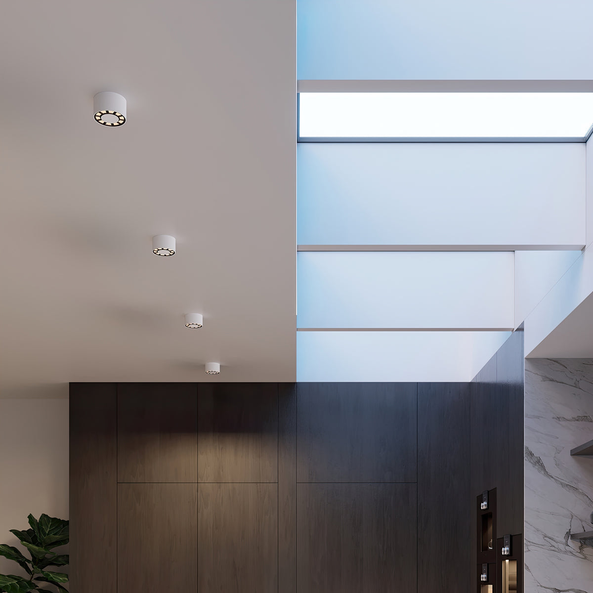 DIO Ceiling Light - White LED - Minimalist Modern Design - Durable Aluminum Material - Polish Quality - Versatile for Living Room or Bedroom