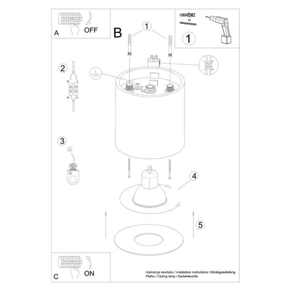 MIKA Ceiling Lamp White - Minimalist Design - Customizable Light Bulb - Modern and Versatile - High-Quality Polish Production - Elegant Cylindrical Shape