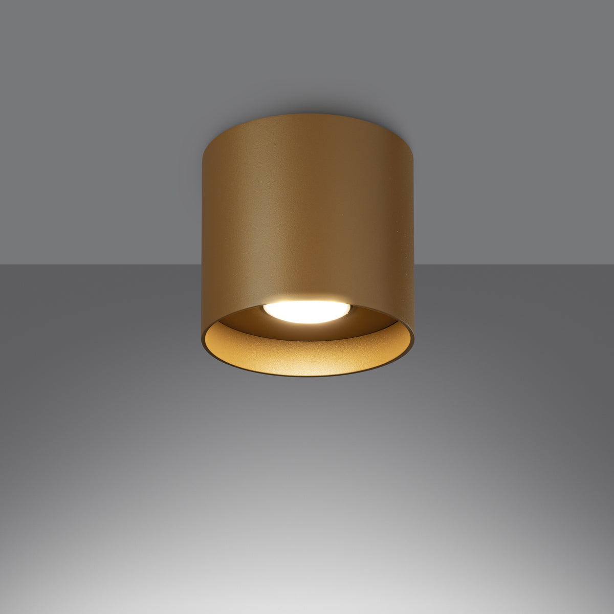 MIKA Ceiling Lamp Gold - Minimalist Design - Customizable Light Bulb - Modern and Versatile - High-Quality Polish Production - Elegant Cylindrical Shape