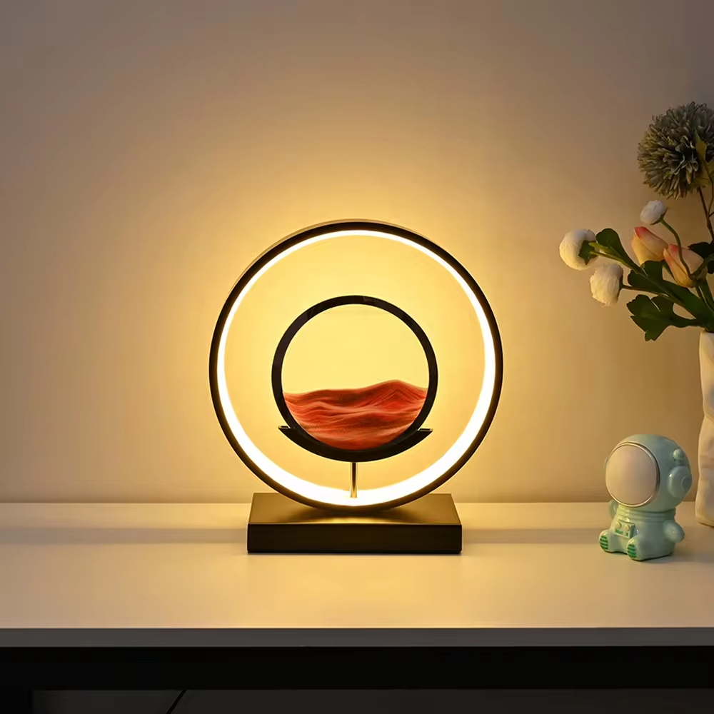 Enchanting Horizon Lamp - LED Light with Liquid & Sand Display - Dimmable with Remote Control - Warm, Natural, Cool White - Stylish & Modular Design - 11" Diameter