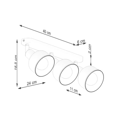 ELBA Ceiling Lamp - 3-Light White - Minimalist Adjustable Design - LED Compatible - Energy Efficient - Ideal for Modern Interiors