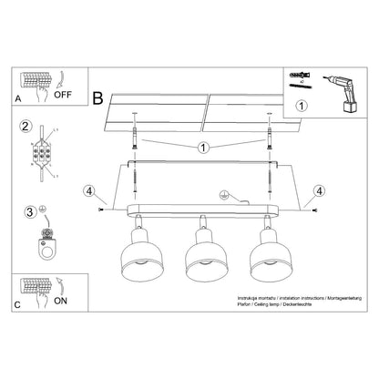 ELBA Ceiling Lamp - 3-Light White - Minimalist Adjustable Design - LED Compatible - Energy Efficient - Ideal for Modern Interiors