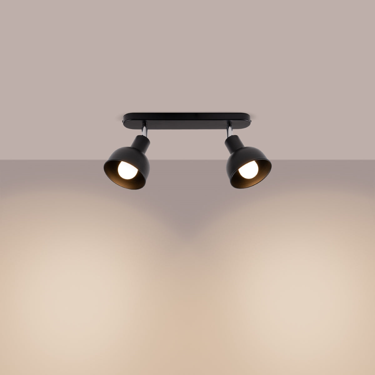 ELBA Ceiling Lamp - 2-Light Black - Minimalist Adjustable Design - LED Compatible - Energy Efficient - Ideal for Office and Home Interiors