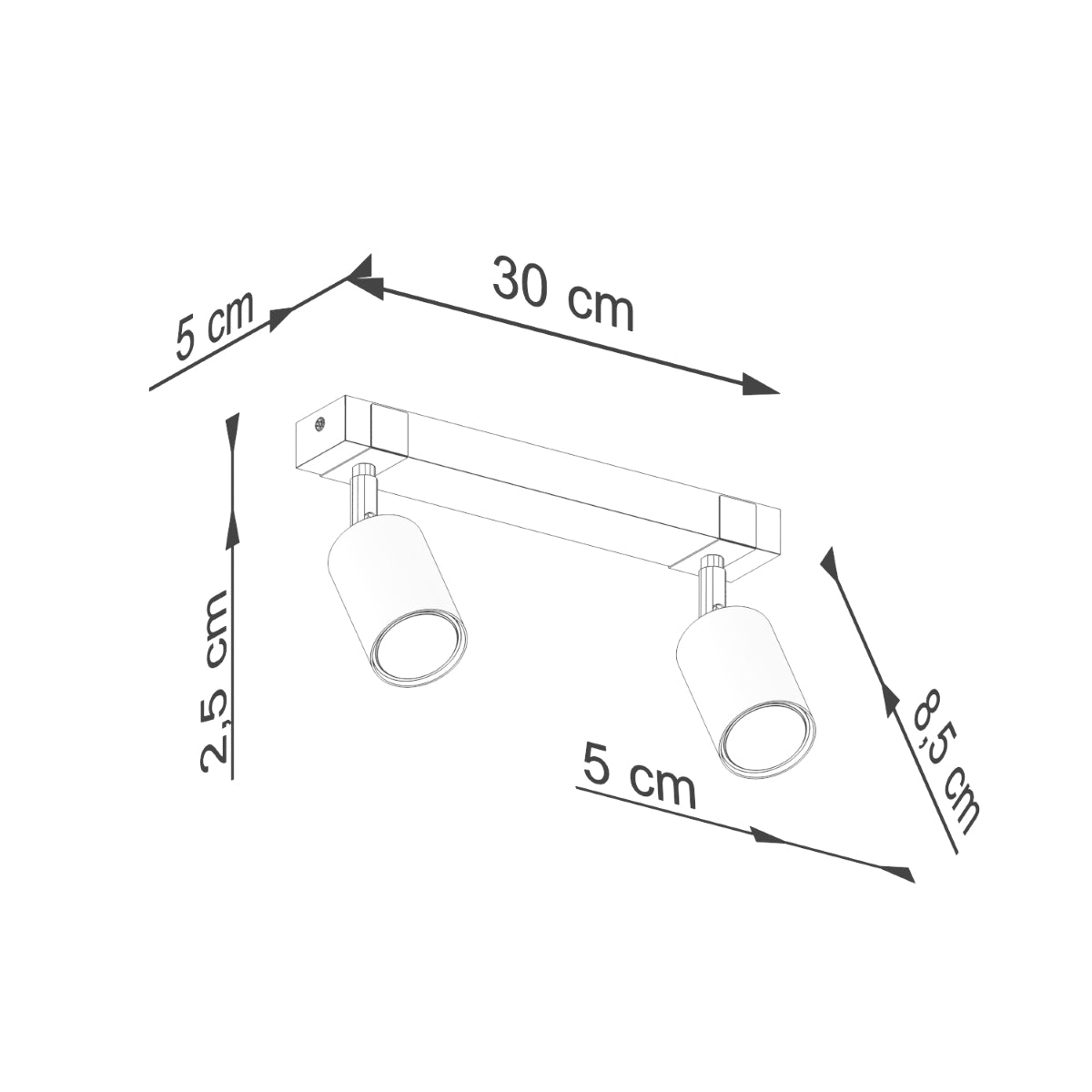 Fager Ceiling Lamp - 2-Light Black - Directional Lighting - Natural Wood & Metal - Adjustable Shades - Scandinavian Minimalist Design - Energy Efficient