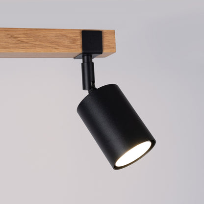 Fager Ceiling Lamp - 2-Light Black - Directional Lighting - Natural Wood & Metal - Adjustable Shades - Scandinavian Minimalist Design - Energy Efficient