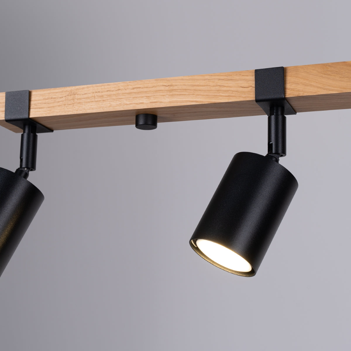 Fager Ceiling Lamp - 4-Light Black - Directional Lighting - Natural Wood & Metal - Adjustable Shades - Large Scandinavian Design - Energy Efficient