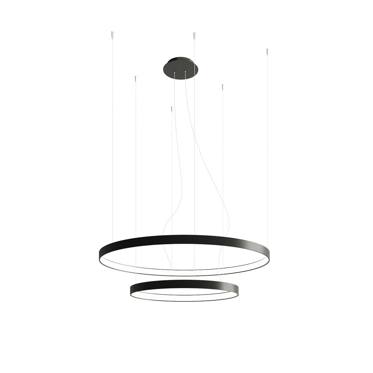 RIO LED Chandelier - Black Aluminum - 55W 3000K CRI93 - Modern Minimalist Design