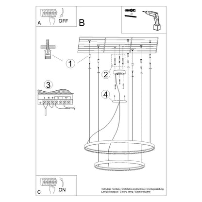 RIO LED Chandelier - Black Aluminum - 55W 3000K CRI93 - Modern Minimalist Design