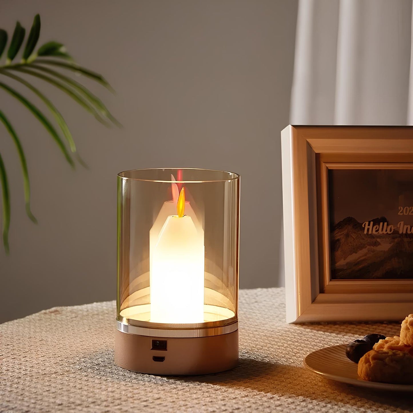 Candle Glow - LED Gesture-Controlled Table Lamp - Sleek Design - Warm White Light - Adjustable Brightness