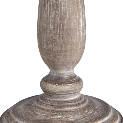 Teos Table Lamp - Beige Wood - Rustic Design with Linen Shade - Ideal for Cottage & Traditional Interiors