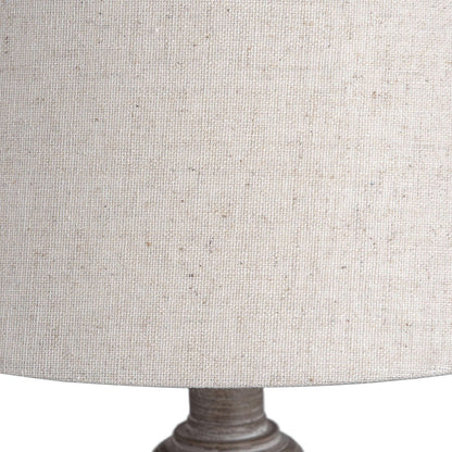 Teos Table Lamp - Beige Wood - Rustic Design with Linen Shade - Ideal for Cottage & Traditional Interiors