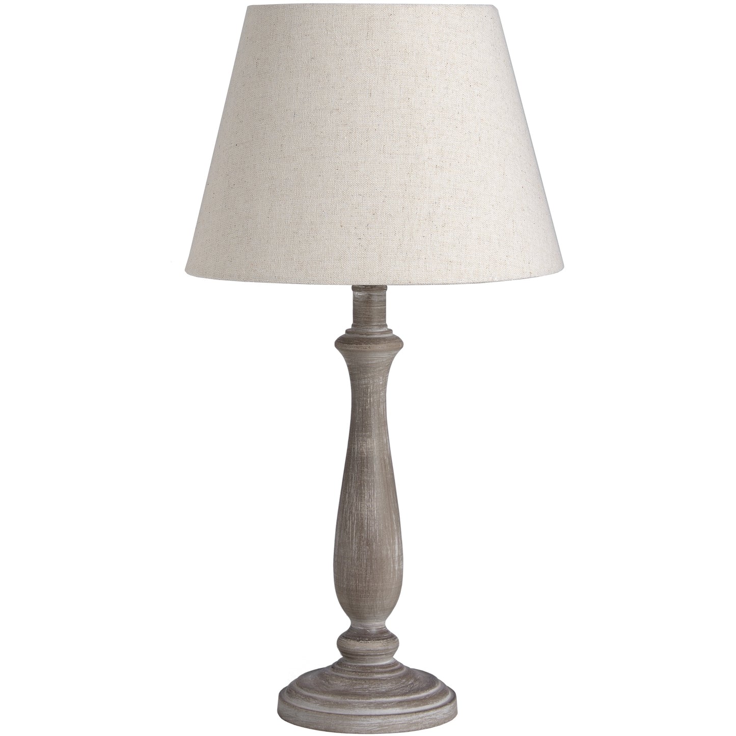 Teos Table Lamp - Beige Wood - Rustic Design with Linen Shade - Ideal for Cottage & Traditional Interiors