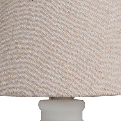 Cyrene Table Lamp - Beige Wood Base with Oatmeal Shade - 30cm Compact Design