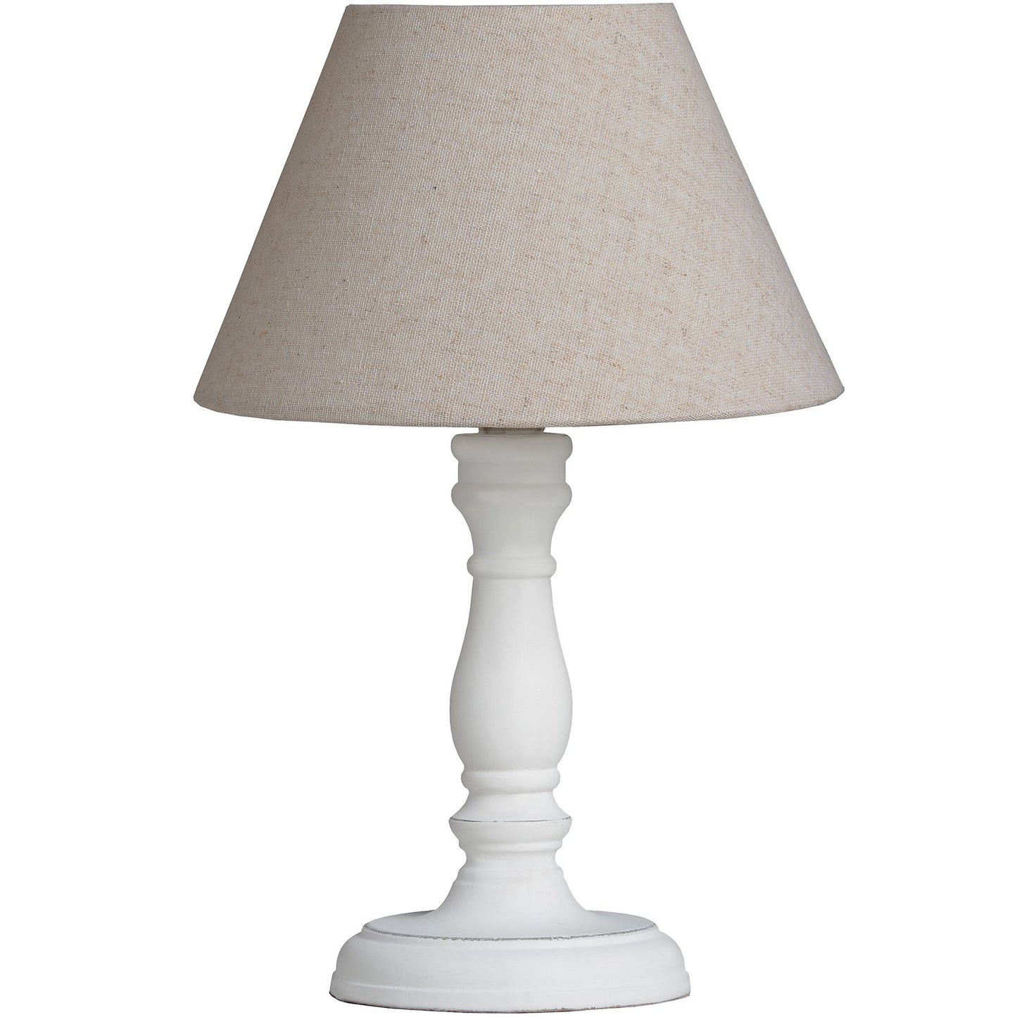 Cyrene Table Lamp - Beige Wood Base with Oatmeal Shade - 30cm Compact Design