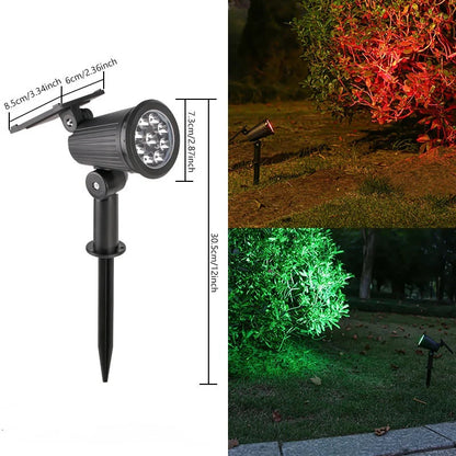 Solar Powered Garden Spotlight - 9 LED Colors - Weather Resistant IP55 - USB-C Charging - 8-12 Hours Cordless Work Time - Adjustable Lighting