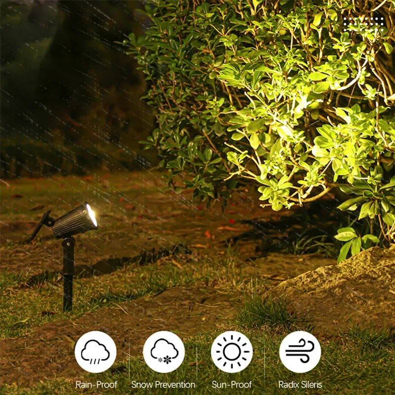 Solar Powered Garden Spotlight - 9 LED Colors - Weather Resistant IP55 - USB-C Charging - 8-12 Hours Cordless Work Time - Adjustable Lighting