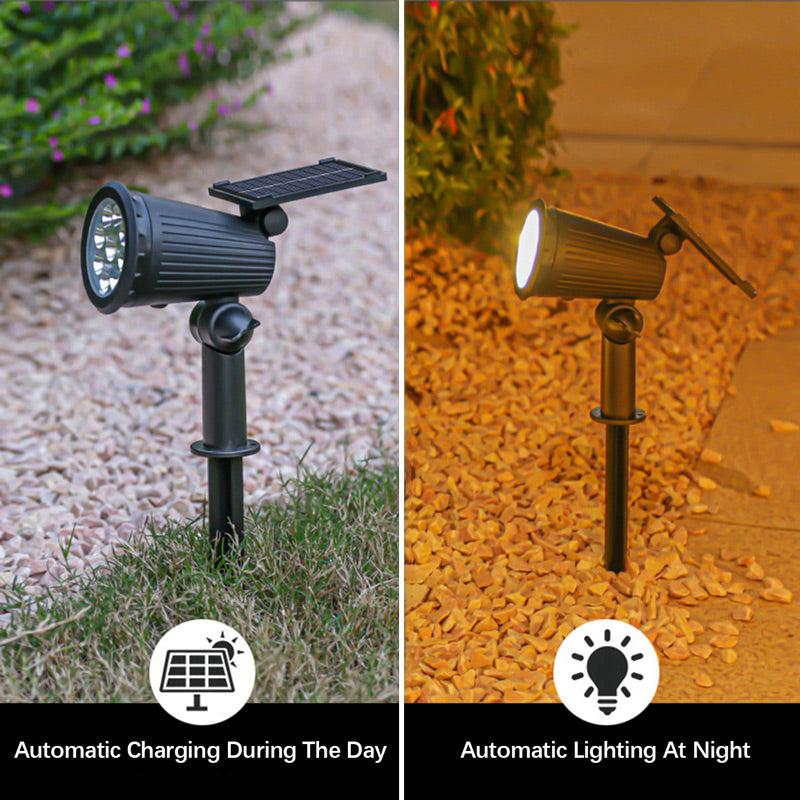 Solar Powered Garden Spotlight - 9 LED Colors - Weather Resistant IP55 - USB-C Charging - 8-12 Hours Cordless Work Time - Adjustable Lighting