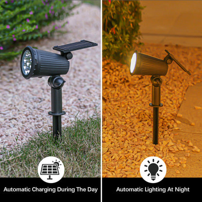 Solar Powered Garden Spotlight - 9 LED Colors - Weather Resistant IP55 - USB-C Charging - 8-12 Hours Cordless Work Time - Adjustable Lighting