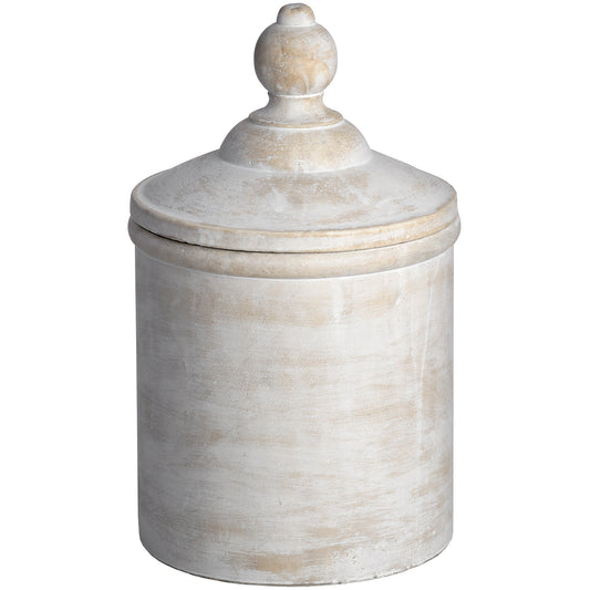 Antique White Canister - White Stone Decorative Storage - Small Size 15x25cm