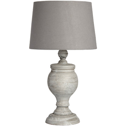 Uthina Table Lamp - Beige Wood Base with Linen Shade - Timeless Neutral Design