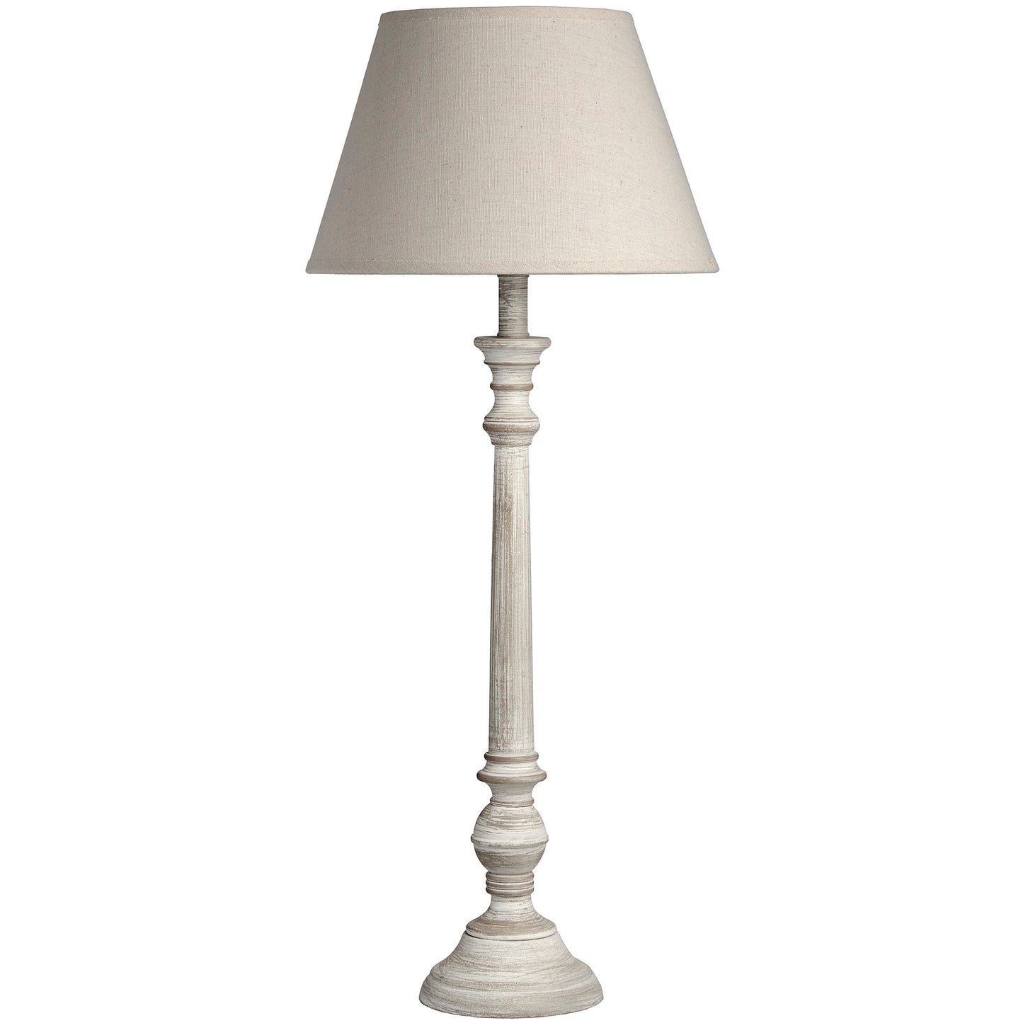 Leptis Magna Table Lamp - Grey-Washed Wood with Linen Shade - Classic Rustic Charm