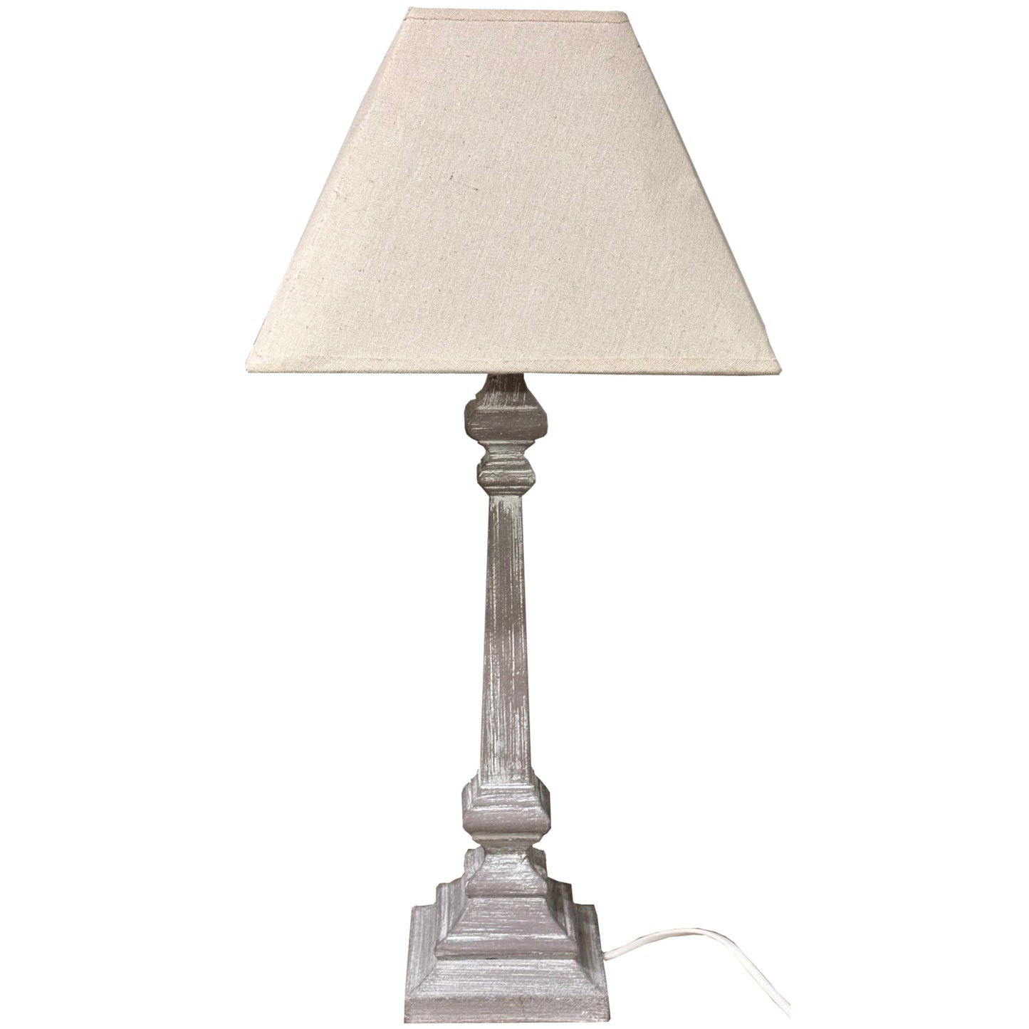 Pula Table Lamp - White Wood Finish - Classic Design with Linen Shade - Rustic & Neutral Interiors