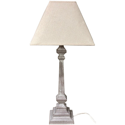 Pula Table Lamp - White Wood Finish - Classic Design with Linen Shade - Rustic & Neutral Interiors