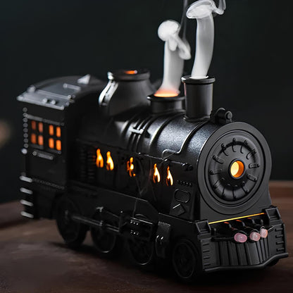 Steam Locomotive Humidifier - Vintage Design - USB Powered - Warm & Blue Light Options - 300ml Tank - Compact Size