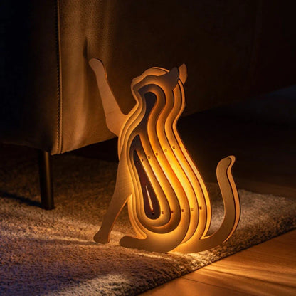 Wooden Animal Light - DIY 3D Puzzle Lamp - Rechargeable - Sensor Control - Warm White Light - Unique Basswood Design - Captivating Home Decor