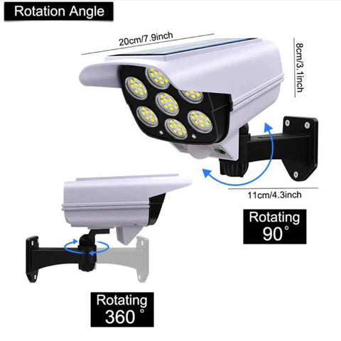 Simulated Surveillance Camera - Solar-Powered LED Security Deterrent - Weatherproof IP65 - Motion Detection Technology for Outdoor Use