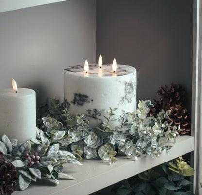 Luxe Collection Natural Glow 6x6 Marble Effect Led Candle White Plastic 20886