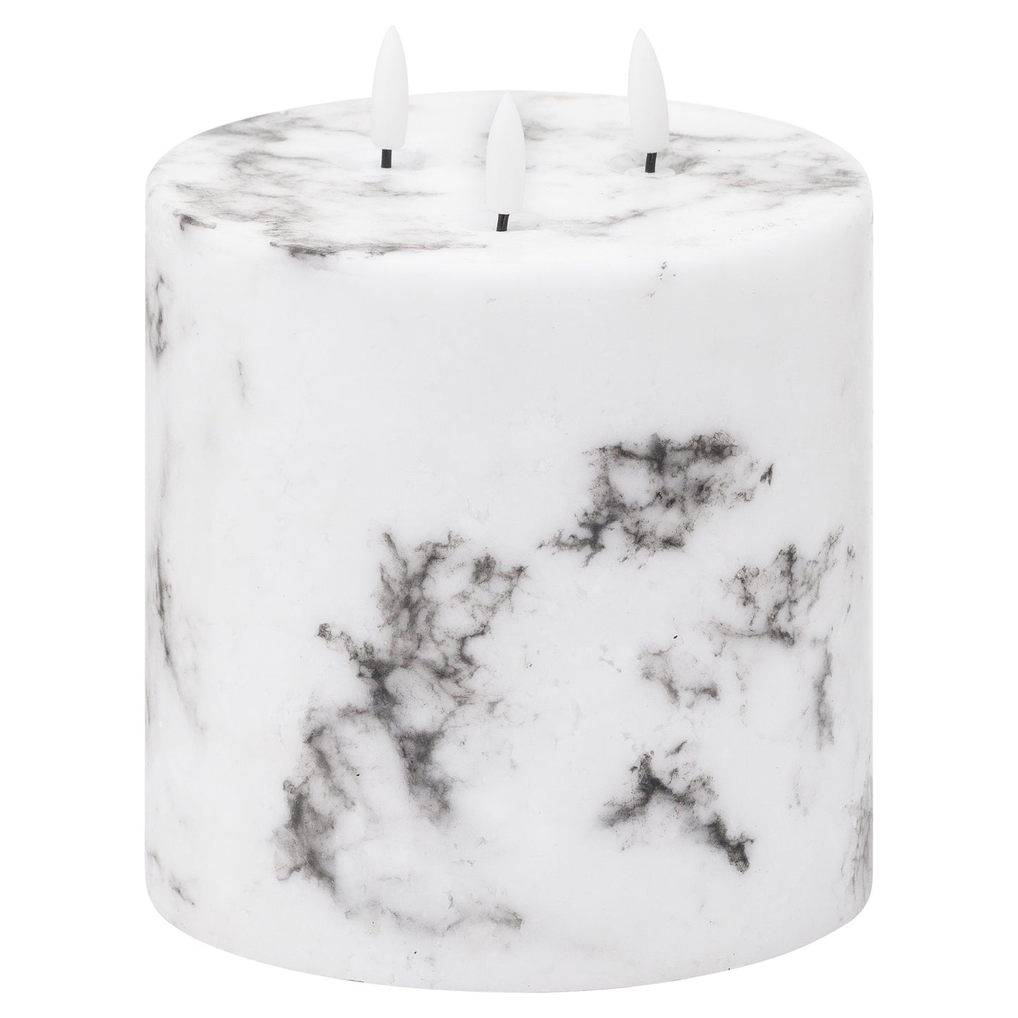 Luxe Collection Natural Glow 6x6 Marble Effect Led Candle White Plastic 20886