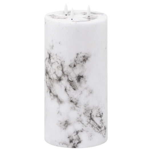 Luxe Collection Natural Glow 6x12 Marble Effect Led Candle White Plastic 20887