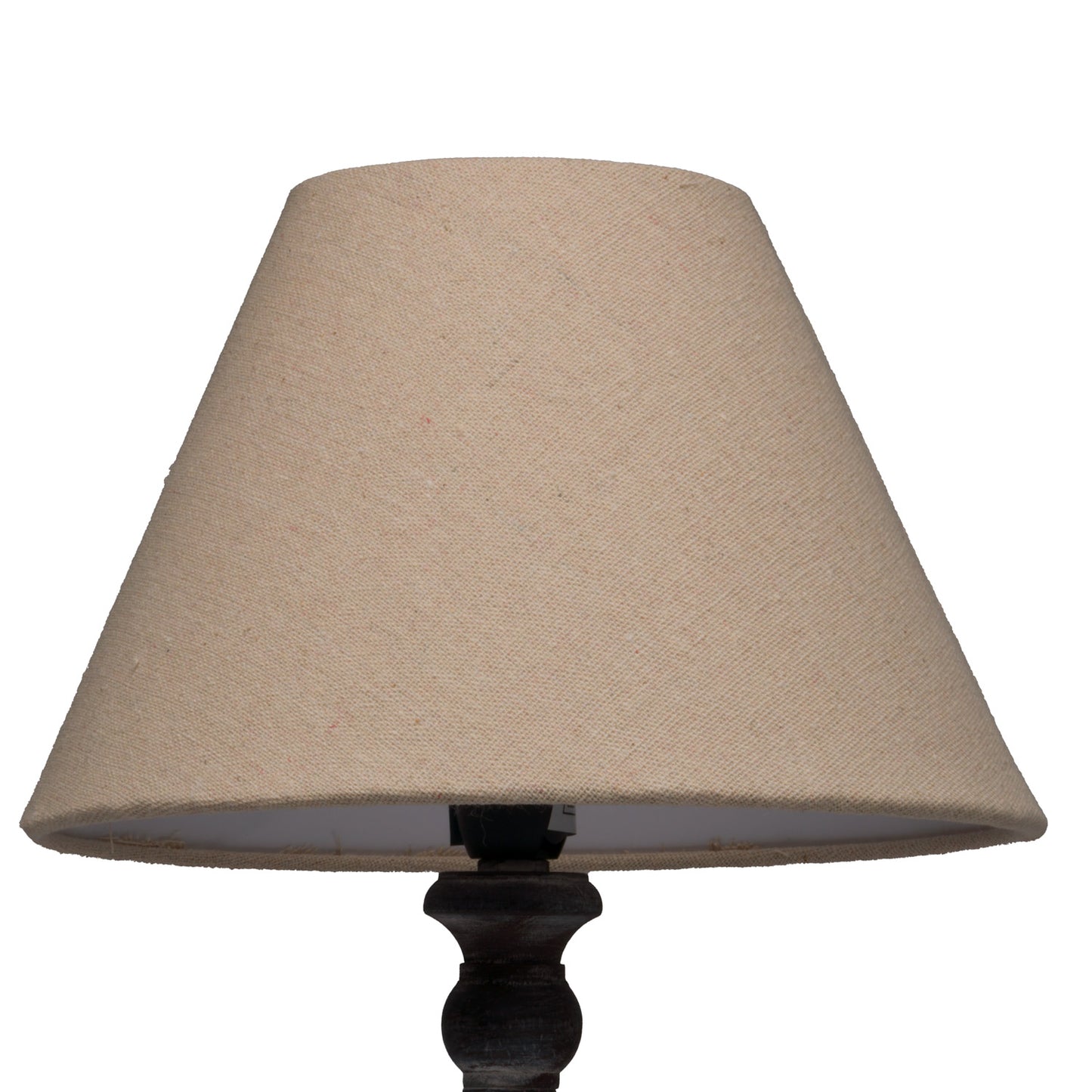 Incia Stem Table Lamp - Grey-Washed Wood Finish with Linen Shade - Minimalist & Country Chic