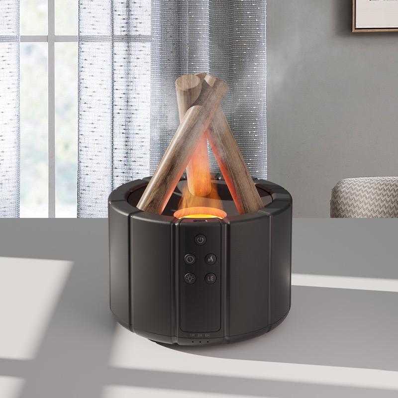 Bonfire Humidifier - Cozy Campfire Design - Hydrates Air & Adds Fragrance - USB Powered - Remote Control - 250ml Tank Capacity