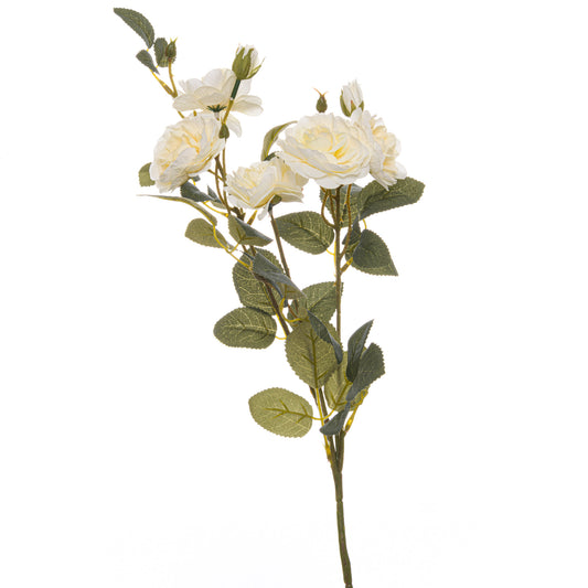 Soft White Cottage Rose Stem Green Plastic 22174