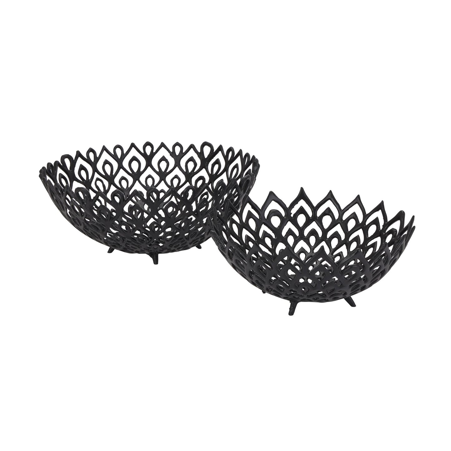 Black Cast Large Lattice Bowl Black Aluminium 22864